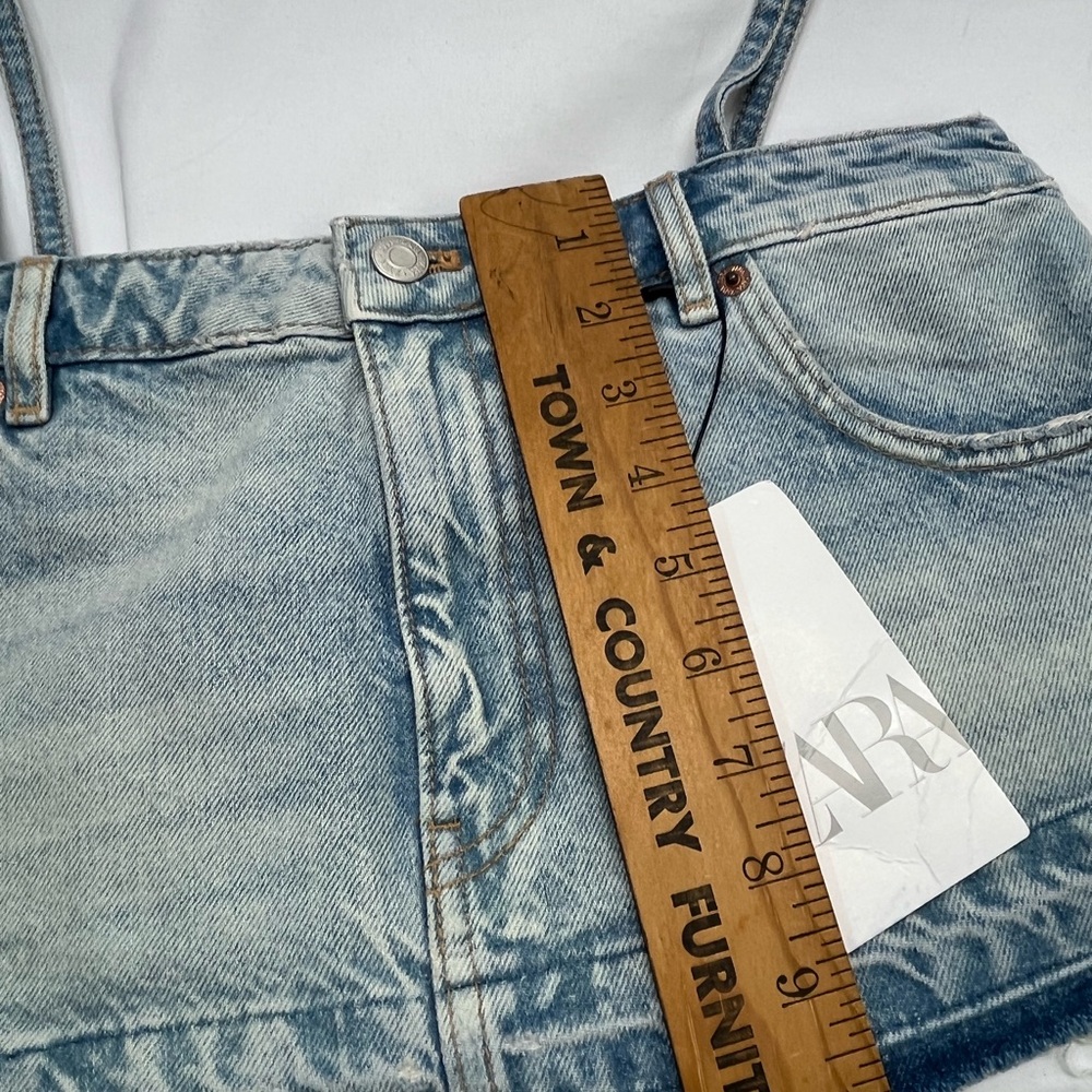 Zara Denim Crop Top W/Straps XS 100%‎ Cotton SKY BLUE NEW - Picture 4 of 7